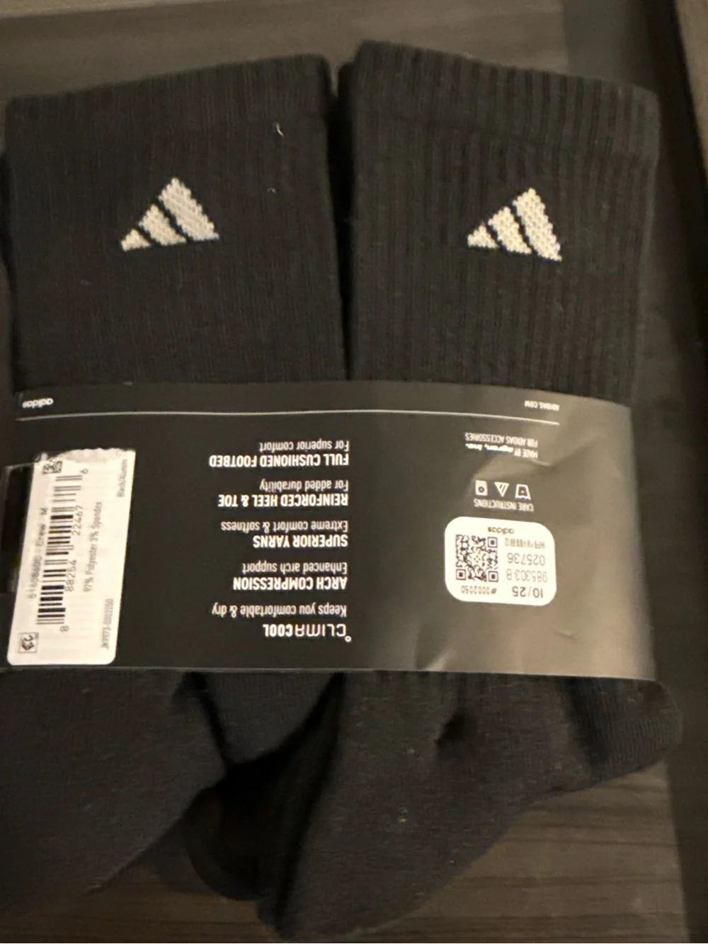 adidas Black Crew Athletic Socks – 6 Pack